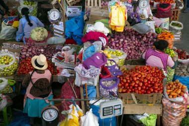 Central food market of Urubamba, City of the Sacred Valley in Cuzco.