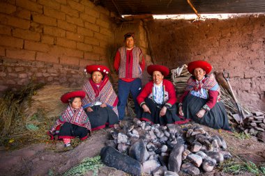 Maras, Peru; 1st October 2022: Celebrating Pachamanca feast with a Quechua tribe in the Sacred Valley, Peru.