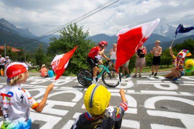 Domancy, Fransa 18 Temmuz 2023: GÜRENT PICHON (ARKEA Ekibi - SAMSIC FRA) Fransa Bisiklet Turu 2023.