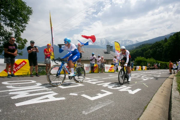 Domancy France 18Th July 2023 Tour France Fans Cheering Cyclist — Stock Photo, Image