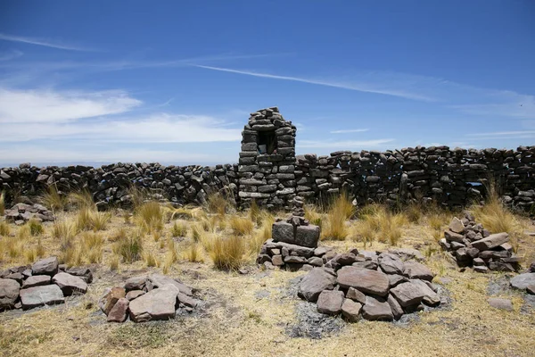 Inca Archaeological Remains Island Taquile Lake Titicaca Peru — Stock Photo, Image