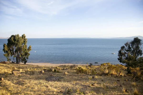 Peru Daki Llachn Yarımadası Ndan Titicaca Gölü Manzarası — Stok fotoğraf