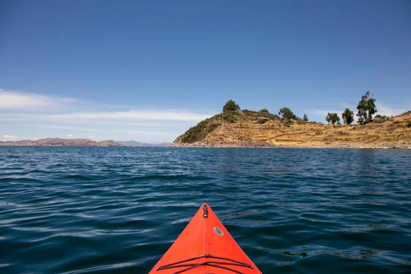 Peru Titicaca Gölü Nde Kayak Yaparken — Stok fotoğraf