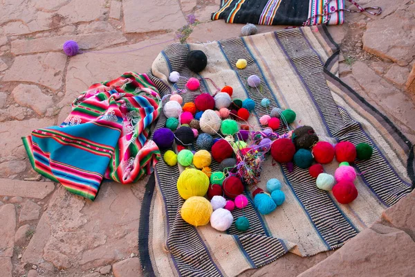 Material for the production of textile crafts in an indigenous community in Peru.