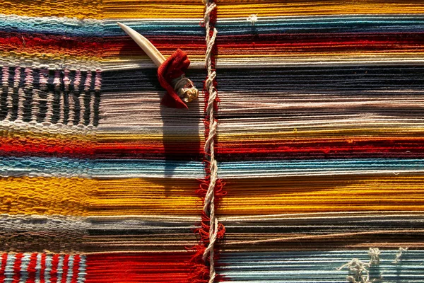 Material Für Die Herstellung Von Textilhandwerk Einer Indigenen Gemeinde Peru — Stockfoto