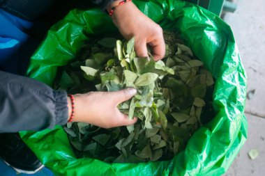 Kokain Peru 'daki Cusco şehrinin merkez pazarındaki bir tezgahta satışa sunuluyor..