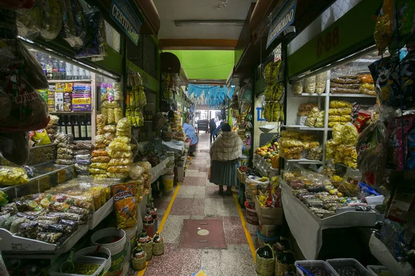 Puno Peru Janeiro 2023 Parada Comida Rua Com Frutas Legumes — Fotografia de Stock