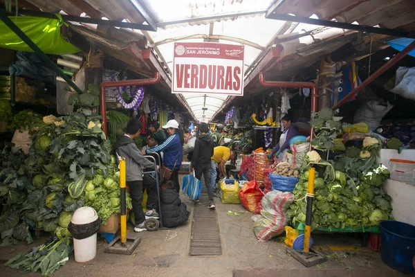 クスコ ペルー 2023 クスコの都市で最大のサンジェロニモ市場での活動 — ストック写真