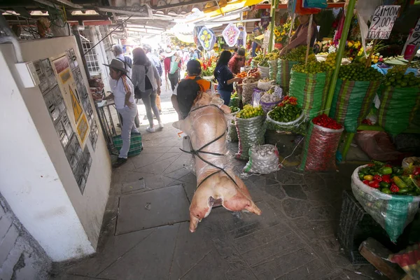 Cusco Perú Enero 2023 Puesto Venta Carne Mercado Central Sant —  Fotos de Stock