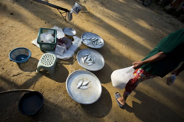 Tayland Güneyinde Sichon Bir Sahil Pazarında Balık Tezgahı — Stok fotoğraf