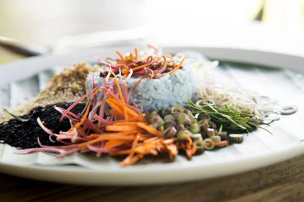 Khao Yam Southern Thai Rice Salad Served Various Local Ingredients — Stock Photo, Image