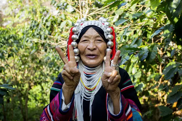 Chiang Mai Tailandia Enero 2023 Mujer Anciana Tribu Indígena Akha — Foto de Stock