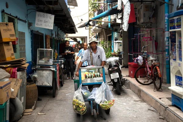 Bangkok Thailand Januar 2023 Person Mit Seinem Mobilen Streetfood Wagen — Stockfoto