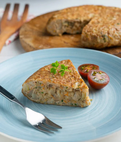 Španělská Omeleta Rýže Mrkve Artyčoku — Stock fotografie