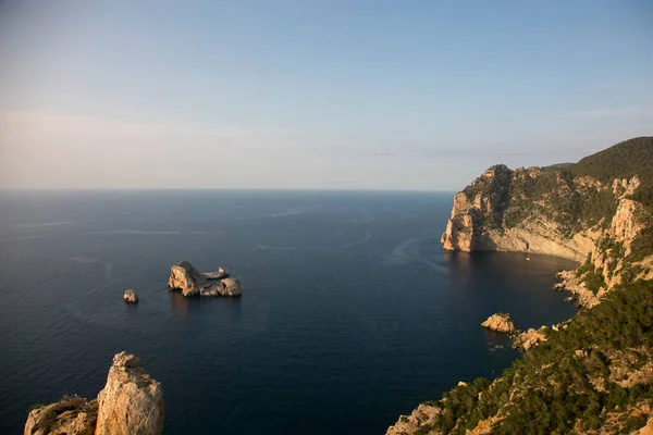 View Sea Ses Margalides Ibiza Cliffs North Island Santa Agnes — стоковое фото