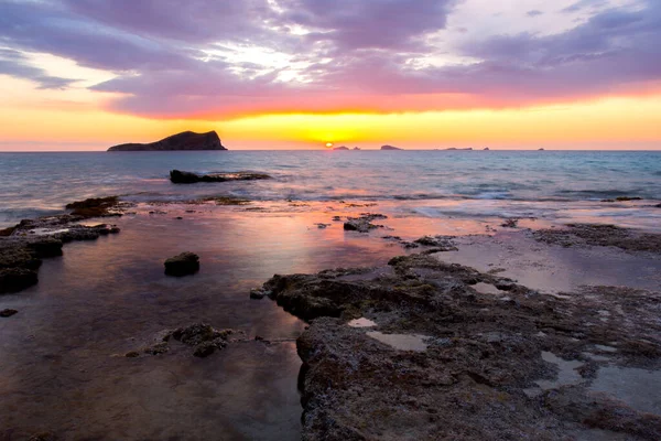 Schöner Sonnenuntergang Der Cala Compte Auf Ibiza Spanien — Stockfoto