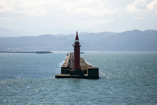 Faro Rojo Puerto Niigata Costa Norte Japón — Foto de Stock
