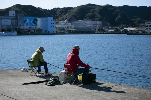 Nachikatsuura Japonia Października 2023 Miejscowi Łowiący Ryby Porcie Nachikatsuura Słoneczny — Zdjęcie stockowe