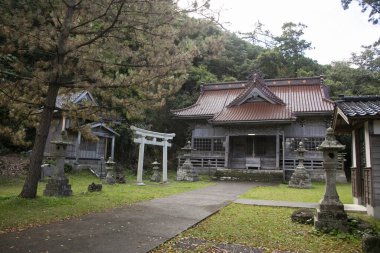 Ogi, Japonya 1 Ekim 2023: Sado adasındaki Ogi şehrindeki tapınak.