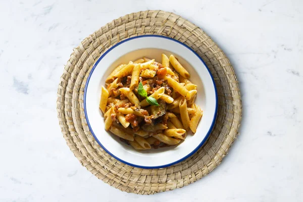 Pasta Alla Norma Traditional Italian Recipe — Stock Photo, Image