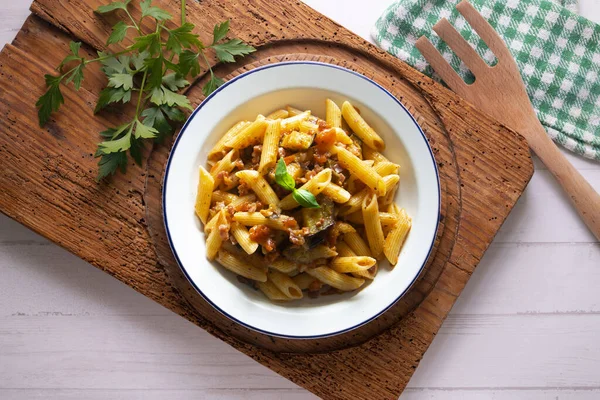 Těstoviny Alla Norma Tradiční Italský Recept — Stock fotografie