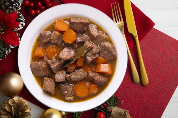Beef Stew Carrots Traditional Tapa Central Area Spain Christmas Food — Stock Photo, Image