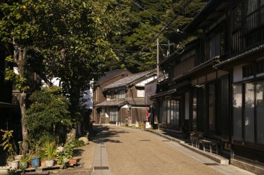 Kyoto 'nun kuzeyindeki güzel balıkçı köyü Ine. Funaya ya da kayıkhaneler deniz kıyısında inşa edilen geleneksel ahşap evlerdir..