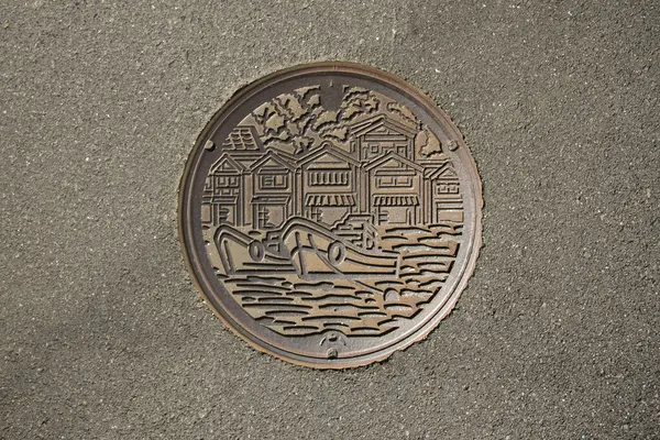 Ine Japan 1St October 2023 Manhole Cover City Ine Japan — 图库照片