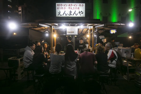 Fukuoka Japan 1St October 2023 People Eating Drinking Yatai Hakata — Stock Photo, Image