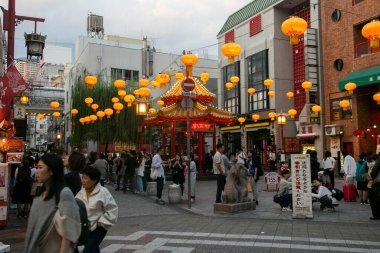 Kobe, Japonya; 10 Ekim 2023: Nankinmachi (), Kobe 'nin merkezinde yer alan bir Çin mahallesidir..