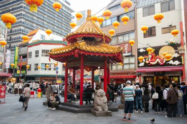 Kobe, Japonya; 10 Ekim 2023: Nankinmachi (), Kobe 'nin merkezinde yer alan bir Çin mahallesidir..