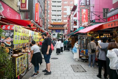 Kobe, Japonya; 10 Ekim 2023: Nankinmachi (), Kobe 'nin merkezinde yer alan bir Çin mahallesidir..
