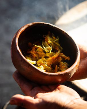 Meksika 'nın Oaxaca bölgesinde geleneksel kabak çiçeği quesadillas pişiriyorum..