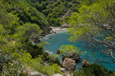 İbiza adasında Es Portitxol 'un güzel vahşi plajı