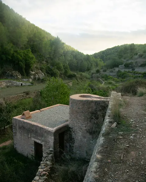 Es Broll İbiza İspanya 'da bir artezyen kuyusu pınardan çıkan suyu kullanarak vadi boyunca karmaşık sulama kanalları yoluyla dağıtıyor..