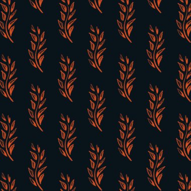 Renkli yapraklar. Renkli bitkilerle kusursuz soyut desen. Kumaş, ambalaj, sofra takımı, kartpostal tasarımı.