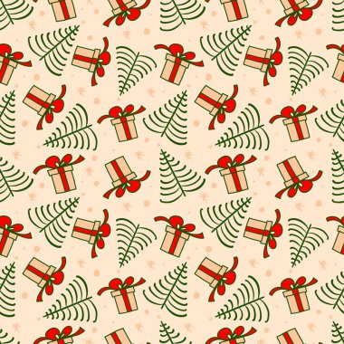 Kusursuz Noel ürünleri ve Noel hediyeleri modeli. Oyuncu, modern bir el çizimi..