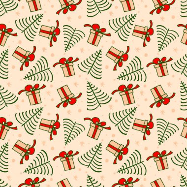 Kusursuz Noel ürünleri ve Noel hediyeleri modeli. Oyuncu, modern bir el çizimi..