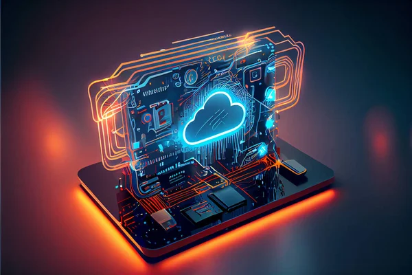 cloud computing and big data server abstract technology concept . Data Center of cloud computing hub with artificial intelligence. Illustration painting