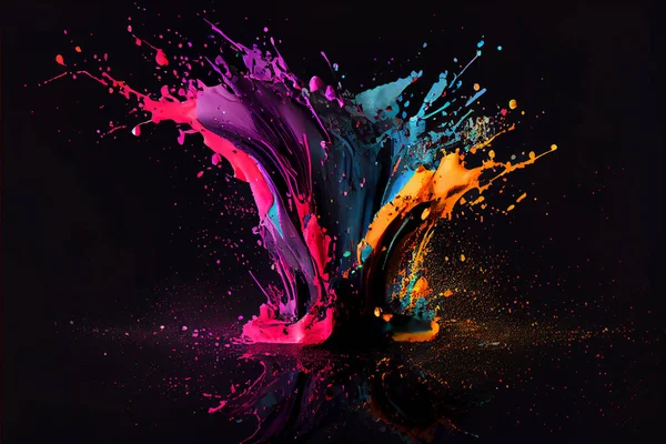 Color splash blob on a black background. High quality. Illustration painting