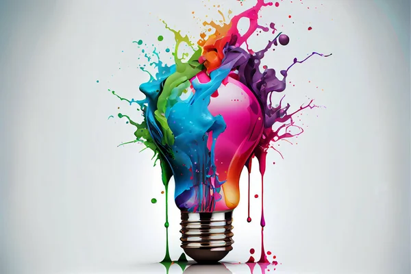 Creativity concept, Creative light bulb idea with watercolor splatter, Vector illustration modern design template. High quality. 3d rendering illustration