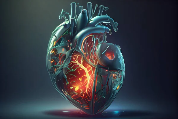 Cardiovascular disease shown on heart anatomical organ illustration model. Arterial hypertension and treatment concept. High quality illustration.