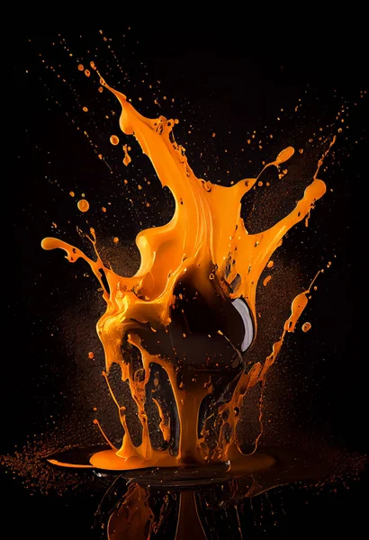 orange water splash isolated on black. High quality illustration
