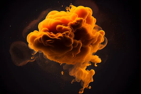 Movement of orange smoke on black background fire design. High quality illustration.