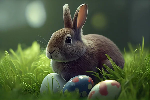 easter rabbit and easter eggs. High quality illustration
