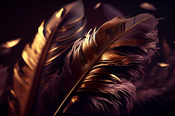 Beautiful Golden Feathers Texture Vintage Background. High quality photo