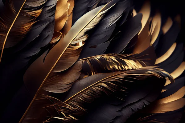 Beautiful Golden Feathers Texture Vintage Background. High quality photo