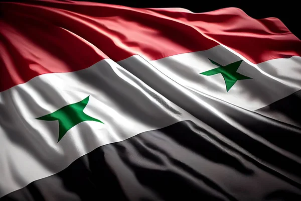 Syria Flag National. Realistic flag of Syria on the wavy surface of fabric. High quality illustration