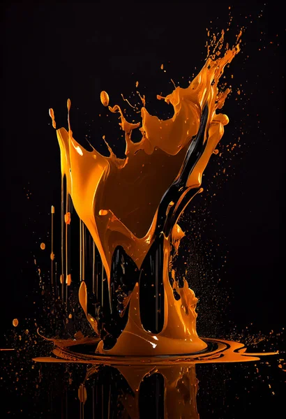 orange water splash isolated on black. High quality illustration