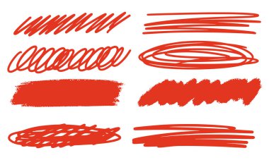 Soyut fırça darbesi altı çizgisi. İşaret karalamaları ayarlandı. El çizimi. Vektör illüstrasyonu.